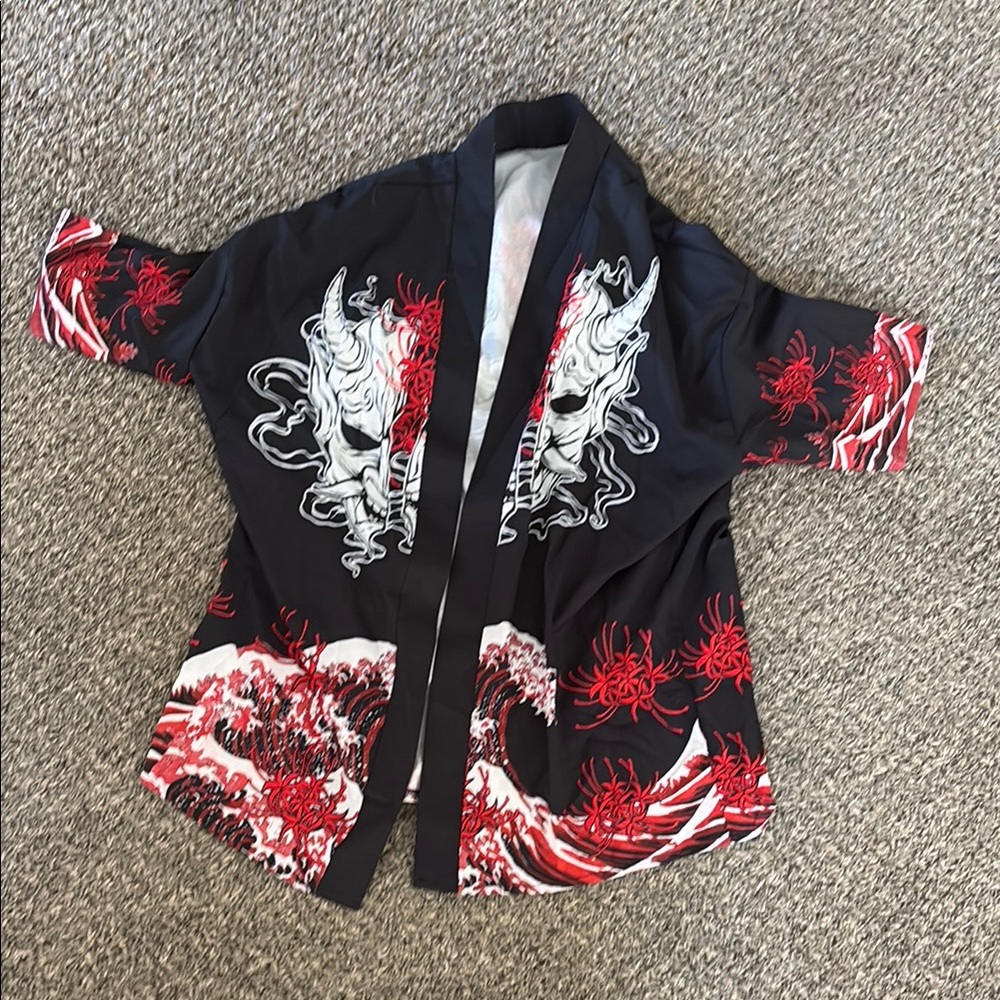 Black and Red Kimono with Dragon Design